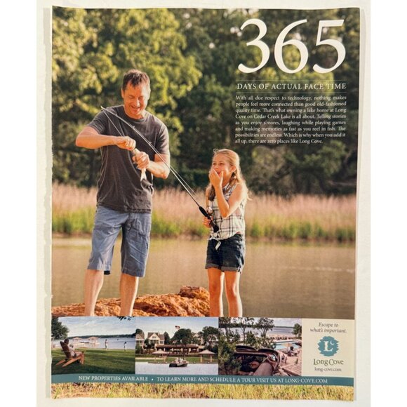 Father & Daughter Fishing Long Cove Cedar Creek Lake Advertisement Print Ad - Picture 1 of 2